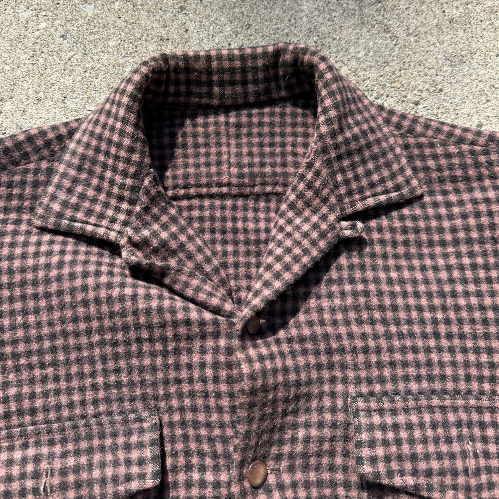Vintage 1930s 1940s wool loop collar plaid shirt - Picture 9 of 10